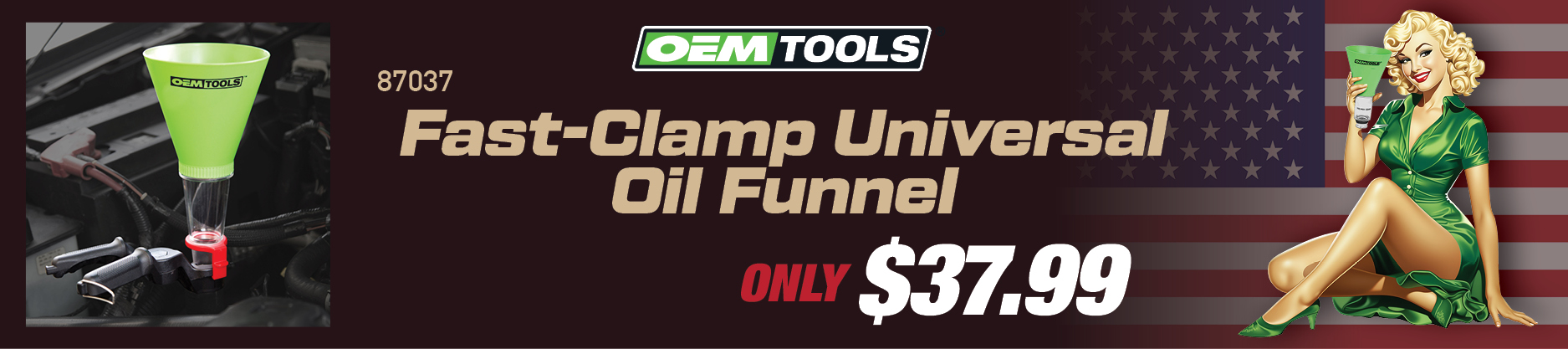 OEMTOOLS 87037 Fast-Clamp Universal Oil Funnel ONLY $37.99!